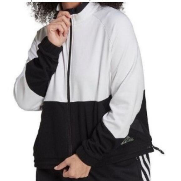 Adidas x Zoe Saldana Black White Colorblock Zip Jacket Size XL - Picture 1 of 8
